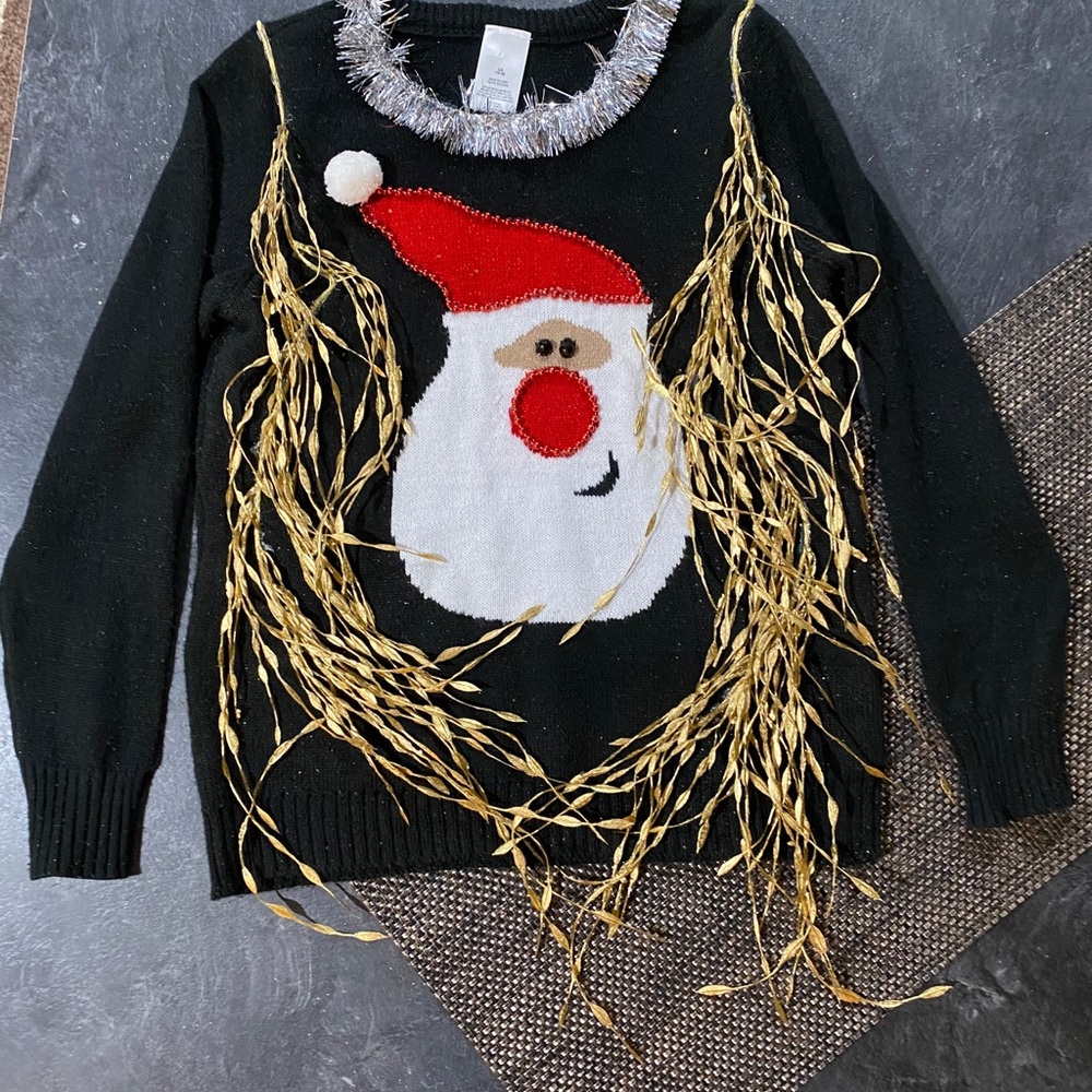 Ugly Christmas Santa Sweater Handmade